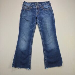 Silver Jeans Co Suki Bootcut Jeans Medium Wash Distressed Frayed Hem Women 30x32